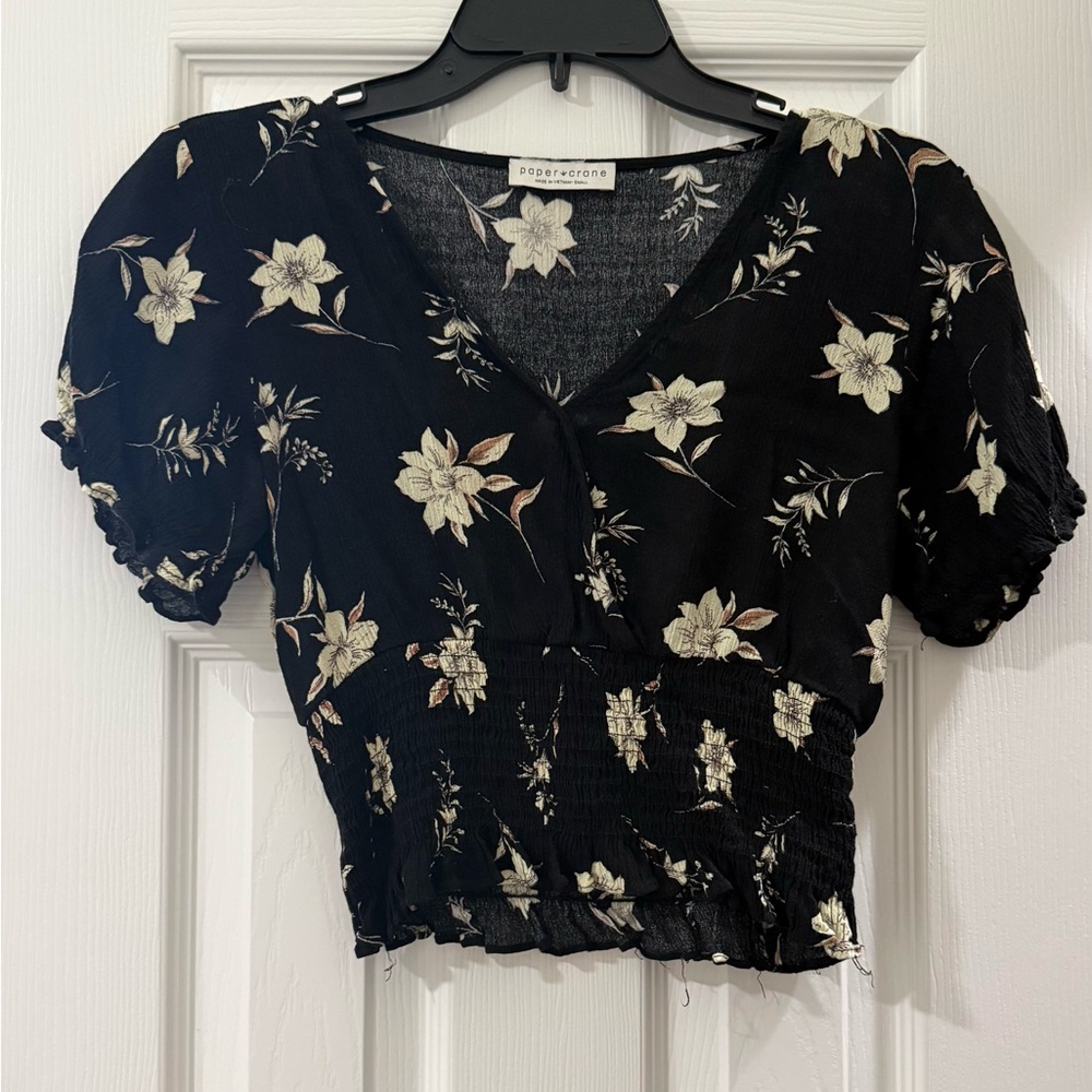 Floral Black Top